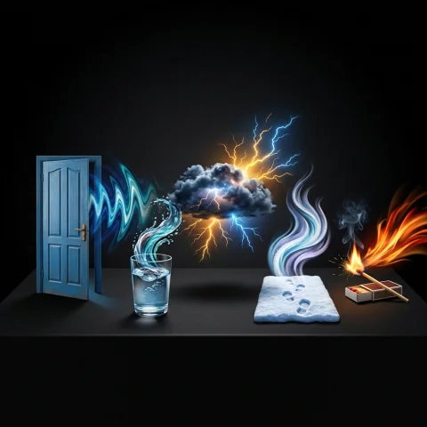 Surreal Still Life Everyday Objects A Door, A Glass Of Water... — Stable Diffusion AI Prompt: Surreal still life: everyday objects (a door, a glass of water, a thunder cloud,...