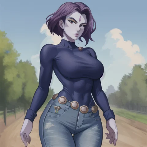Raven Dc, Cowboy Shot, Masterpiece, Best Quality, Toned, Gre... — Stable Diffusion AI Prompt: raven (dc), cowboy shot, masterpiece, best quality, toned, grey skin, purple hai...