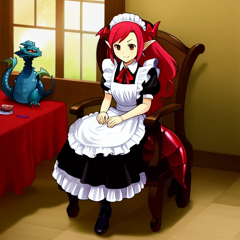 Masterpiece, Best Quality, A Cartoon Girl, Maid, Halfling, D...