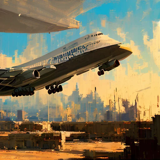 A High Quality Hdr Photograph Of A Painting Of A Boeing 747...