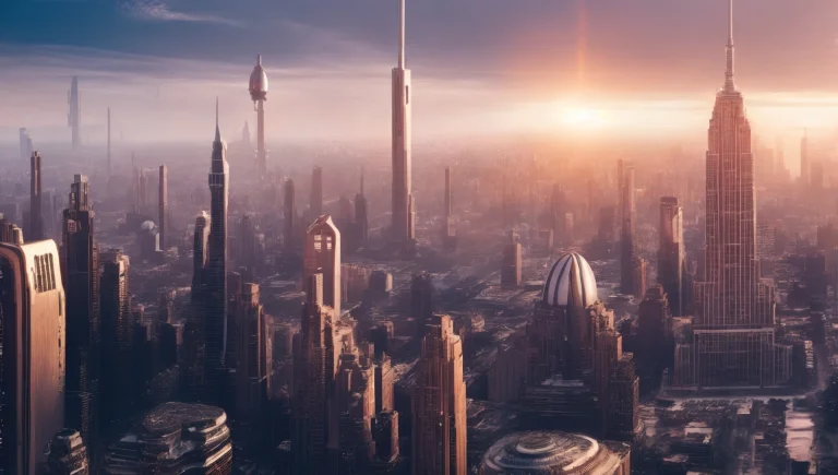 2 Photo Of Sci Fi Futuristic Cityscape, Close Encounters Of...