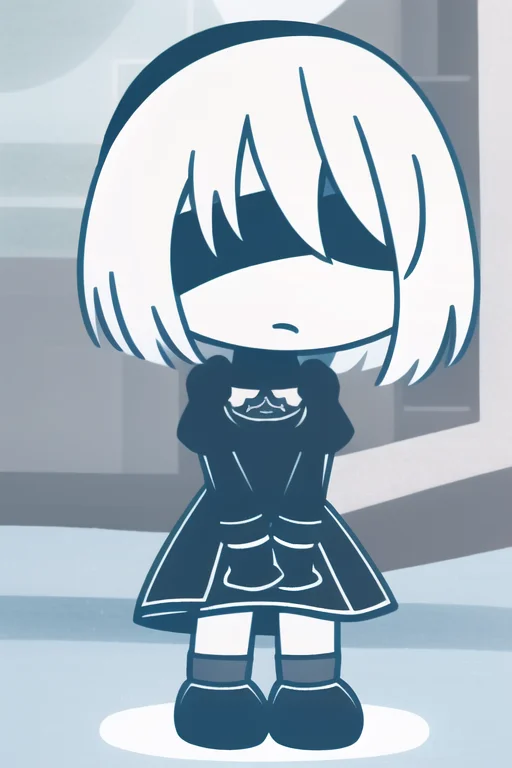 1girl1.2, Chibi, Full Body, Yorha No. 2 Type B, Blindfold, N...