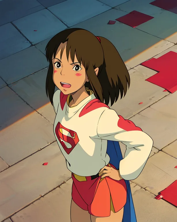 Spirited, Portrait Of A Beautiful Girl In A Superman Costume...