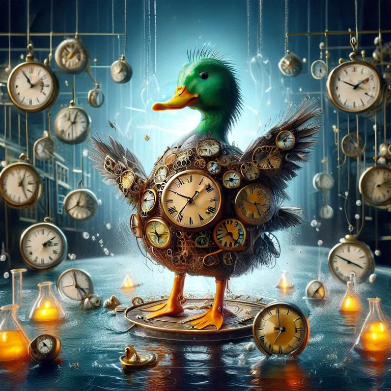 Clock, Bath, Water, Duck,