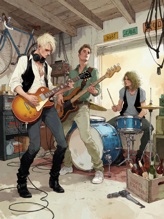Bradhamel Art Style. A Dynamic Illustration Of Three Young M...