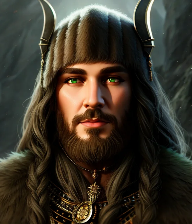 Viking, Face Details, Black And Green, Youth, Professional P...