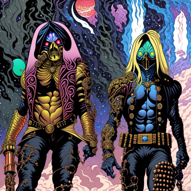 Deep Psychedelic Color, Detailed Album Cover, Cosmic Moonsca...