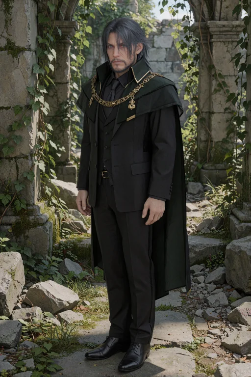 Ffxvnoctis, King Noctis, Standing In Ruins, An Older Adult M...