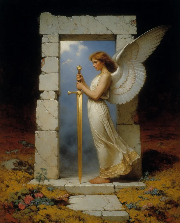 Bradhamel Art Style, Dark Background. A Rectangular Ancient...