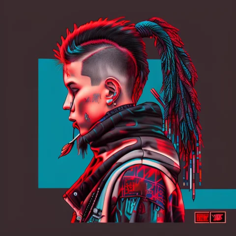 A Close-up Digital Photograph Of A Man With A Mohawk And A F... — Stable Diffusion AI Prompt: a close-up digital photograph of a man with a mohawk and a feather on his head a...