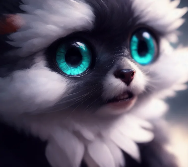 Closeup Angle Of An Incredibly Cute Fluffy Monster With Big...