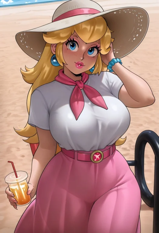 Echosaberstyle, Princess Peach, 1girl, Solo, Blonde Hair, Bl...