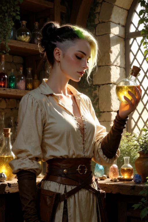 An Illustration Of A Non-binary Alchemist With An Androgynou...