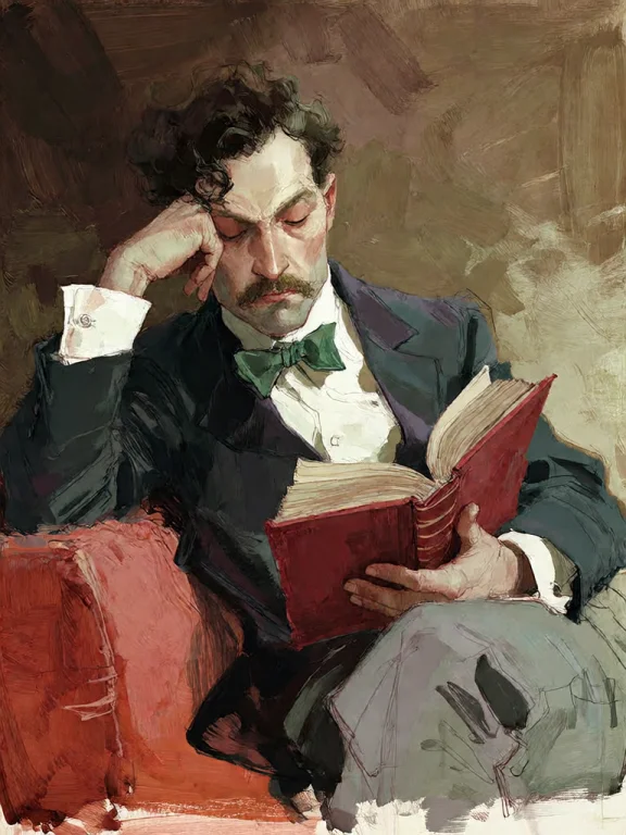Bradhamel Art Style. A Man With Dark Curly Hair And A Mustac...