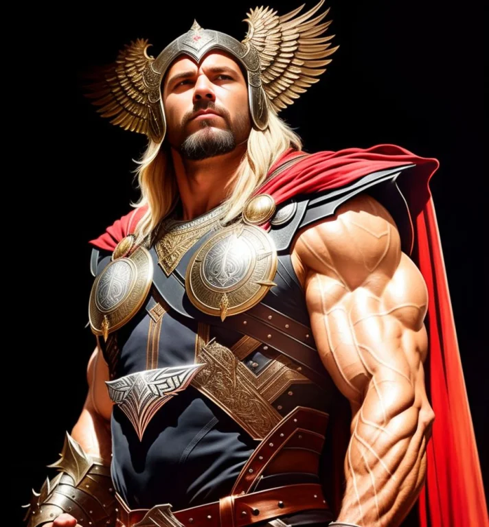 A Portrait, Of A Muscular 40 Years Old Man With A Thor Hamme...
