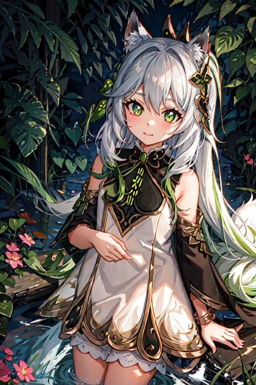 1girl, Solo, Hair, Fox, Fox Ears, Furry,nahida Genshin Impac...