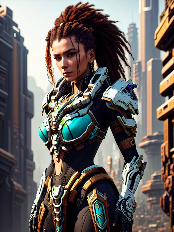 Portrait Of Cyberpunk Alien Empress Goddess Mecha In The Sty...