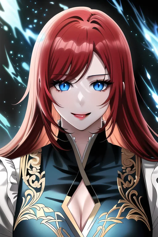 Looking At Viewer, 1girl, Red Hair, Detailed Hair, Half-clos...