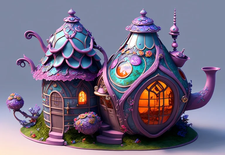 Mdjrny-v4 Style, Beautiful Fantasy Fairy Teahouse Shaped Lik...
