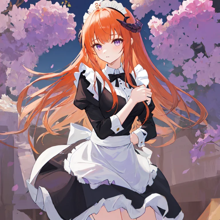 Masterpiece, Best Quality, 1girl, Purple Eyes, Orange Hair,m...