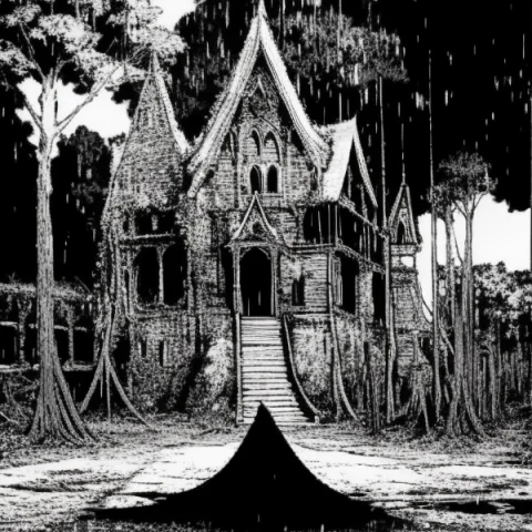 Gothic Abandoned Village Scenery, Skeletons Laying On The Gr... — Stable Diffusion AI Prompt: gothic abandoned village scenery, skeletons laying on the ground, sharp focus, 4...