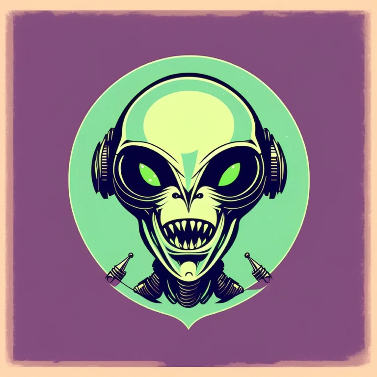 Alien Head In Printdesign Style