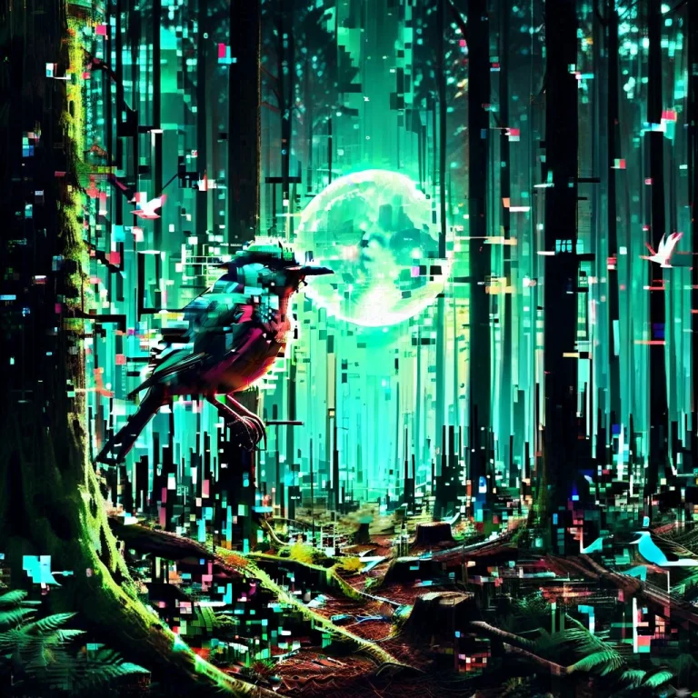 Forest Look If It Were Rendered In Flickering Pixels, Digita...