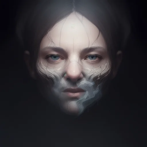 A Face Emerges From The Smoke, Unreal Engine, Cozy Interior...