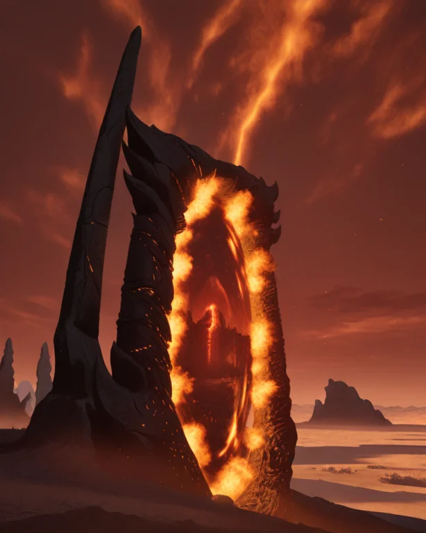 Red Portal, Desert, Windy, Sandstorm, Best Quality, Highres...