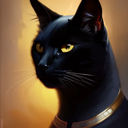Black Cat, Egyptian Collar, Art By Embblckegptv4-1000