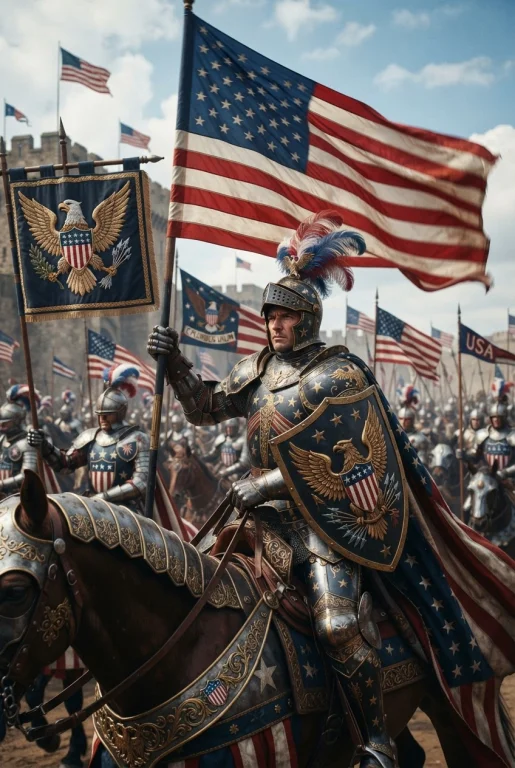 Close Up 34 View Of A Patriotic Knight Of The United States...