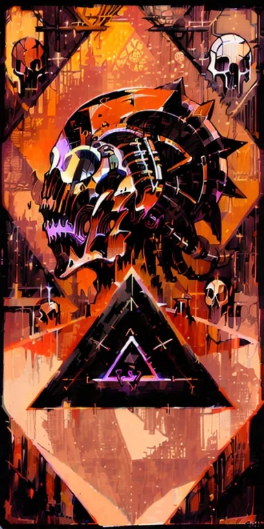 A Skull With Triangle In The Background, Magent Color1.2, Lo...