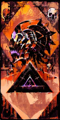 A Skull With Triangle In The Background, Magent Color1.2, Lo... — Stable Diffusion AI Prompt: (a skull with triangle in the background, magent color:1.2), , dangerous depress...