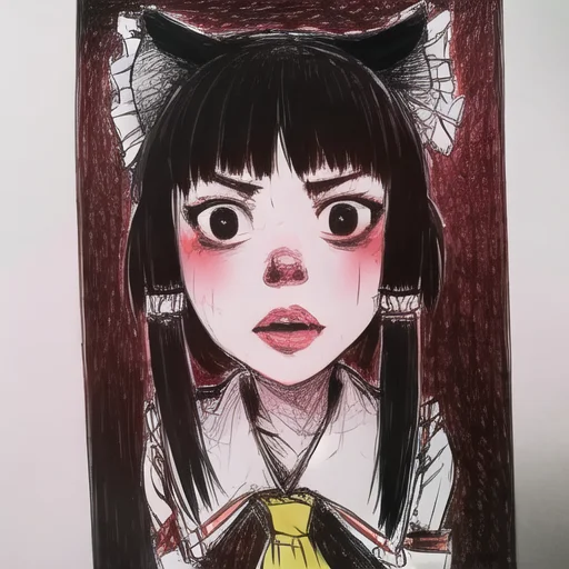 1girl, Hakurei Reimu1.1, Drawing, Madziowap,