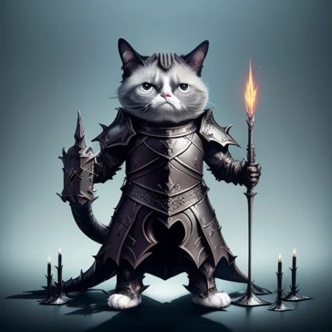 Full Body Grumpy Cat As Dragon Knight Shining Armour, Dd, 3d... — Stable Diffusion AI Prompt: full body grumpy cat as dragon knight shining armour, D&D, 3d liquid detailing f...