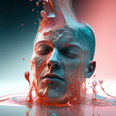 A Man1.2 Made Of Liquid Splashes, Merging, Melting, Splashin... — Stable Diffusion AI Prompt: a (man:1.2) made of liquid splashes, merging, melting, splashing, droplets, mixi...