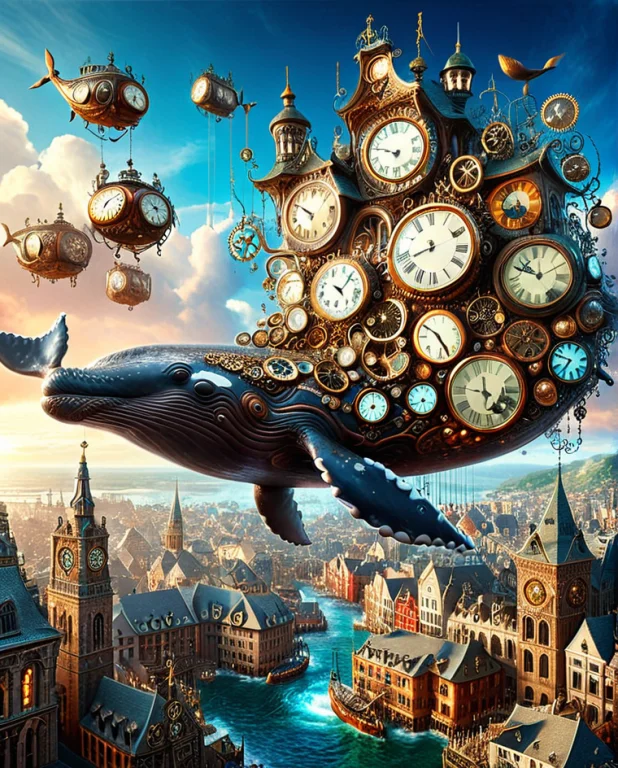 Masterpiece, Best Quality, Sharp Image, A Whale Floating Thr...