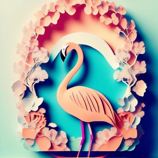 Paperai, Flamingo, Portrait, Front View, Centered