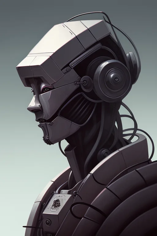 A Portrait Of Robot Ninja Samurai, Cyberpunk