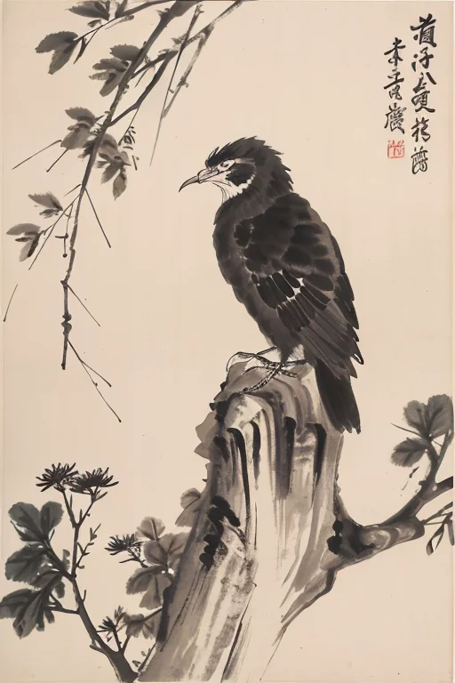 Shukezouma, Negative Space, , Shuimobysim , ,a Brid Sit On B...