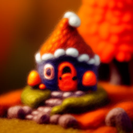 Miniwool Style Of A Cute Fairy House In An Orange Autumnal E...