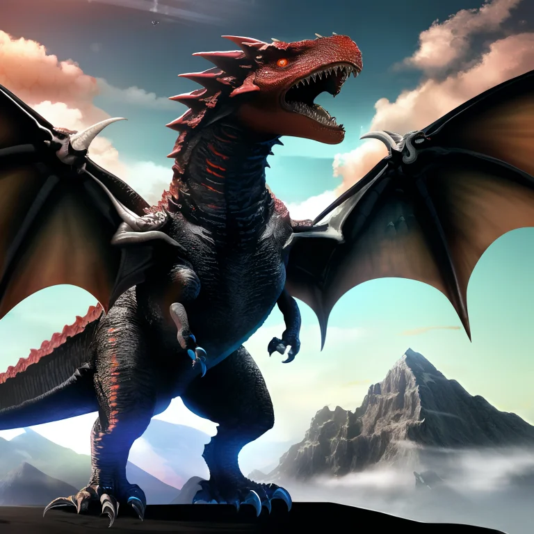 No Humans, Wings, Open Mouth, Claws, Mountain, Tail, Dragon,...