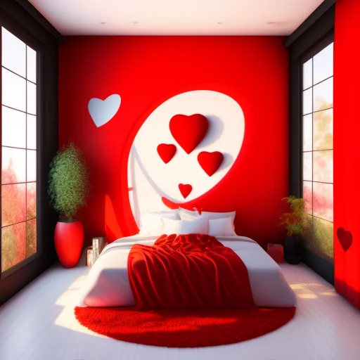 Bedroomai, A Romantic Red Bedroom With Hearts All Over The P...