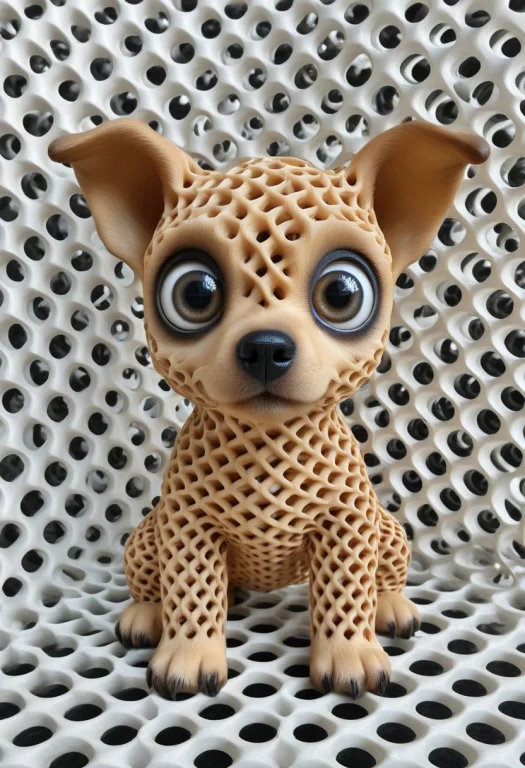 A Large Eyed Cute Puppy, Gyroid, Lattice Structure