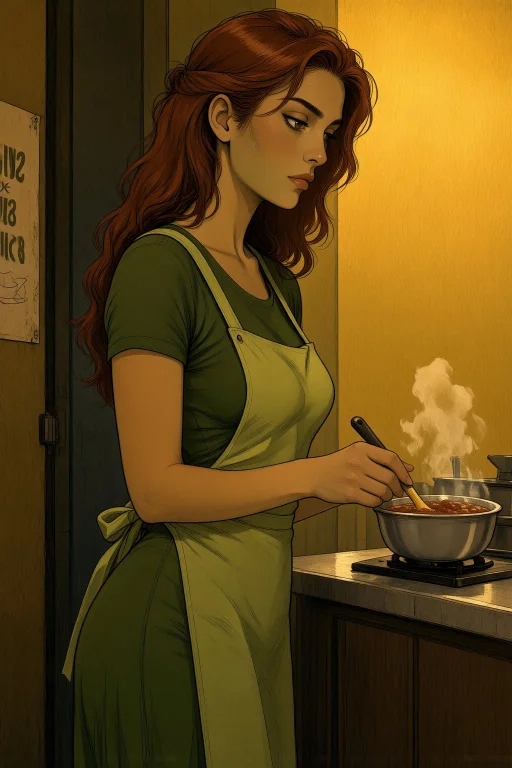 Tiana In Her Restaurant Kitchen Under Golden Light, Apron On...