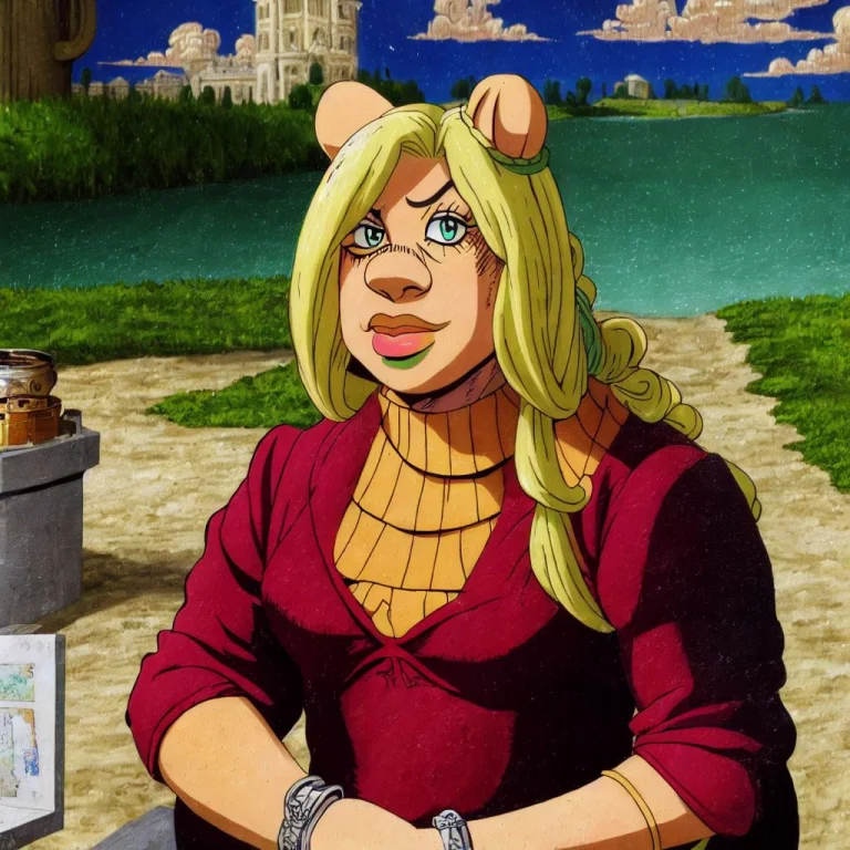 An Oil Painting Of Miss. Piggy From The Muppets As The Mona...