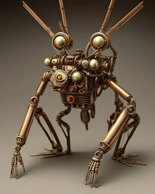 Detailed Victorian Steampunk Robot  Pmantis0.9, Matte Oil Pa...