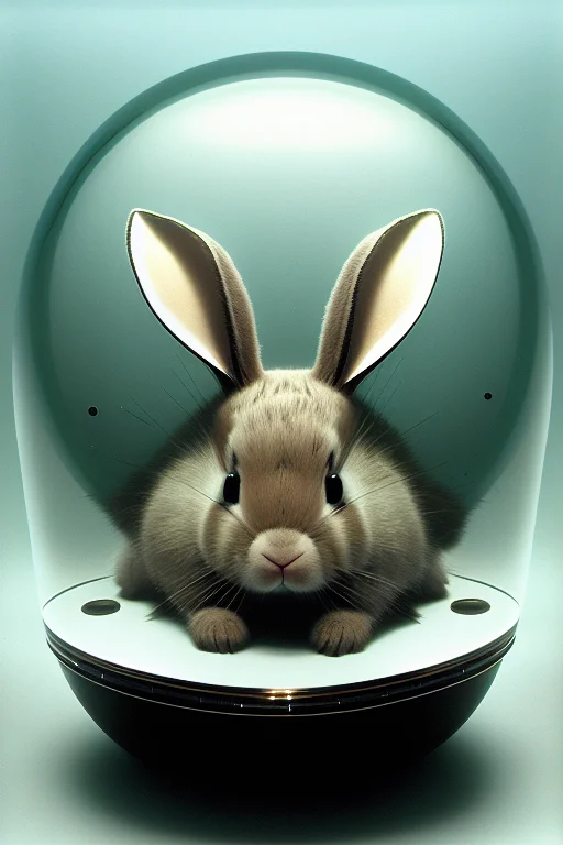 A Cute Furry Bunny, Inside A Glass Orb, Floating In Space1.1...