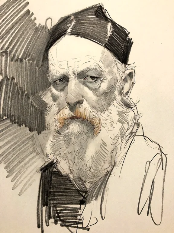 Bradhamel Art Style. A Detailed Charcoal Sketch Portrait Of...