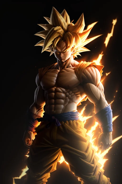 Masterpiece, Best Quality, Goku, Super Saiyan, Yellow Hair